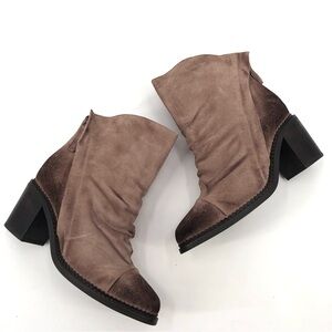 SBICCA Millie Ankle Boots Suede Leather 8.5 Western Block Heel Zip Burnished